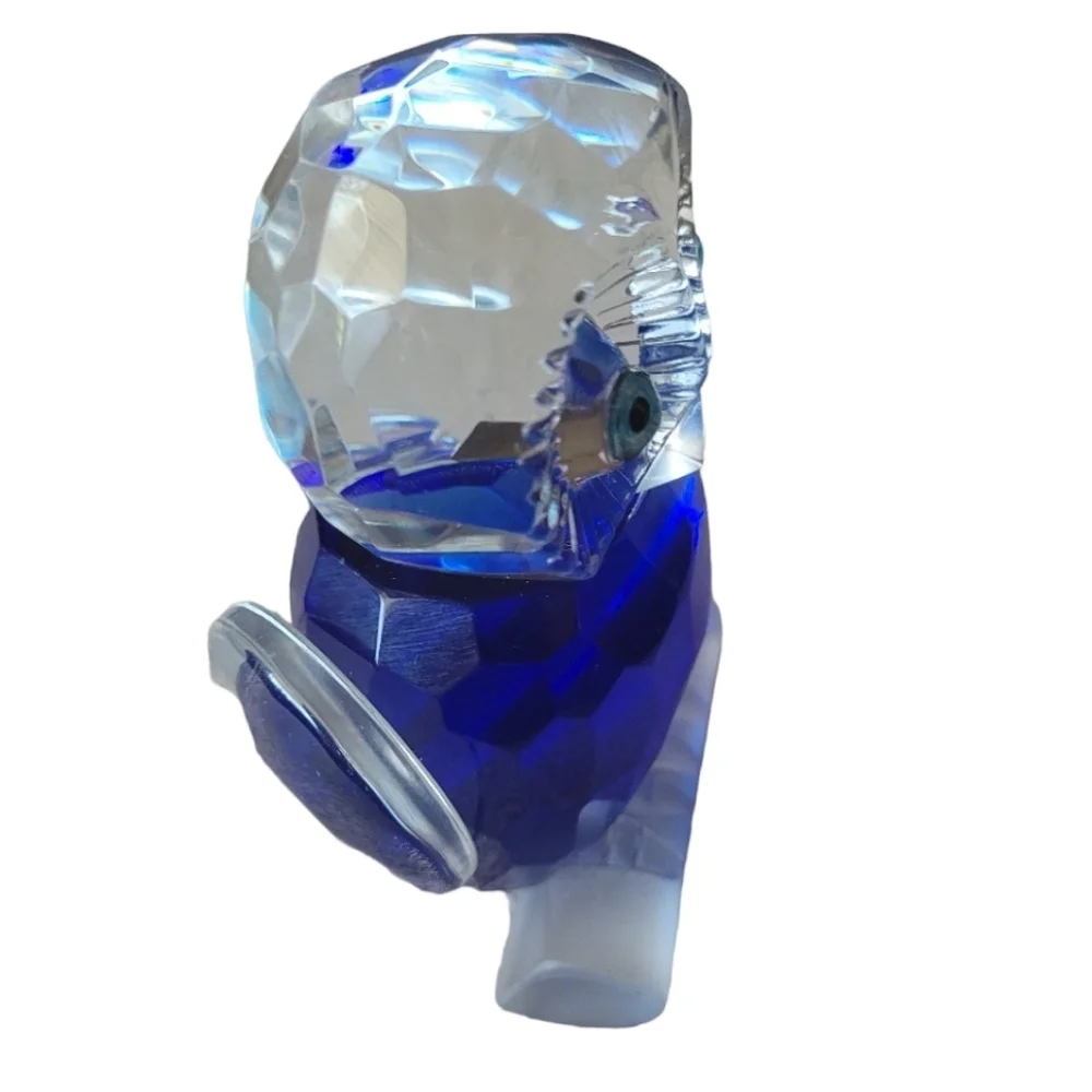 Owl Royal Blue and Clear Crystal Glass Paperweight Figurine with Glass Eyes 4